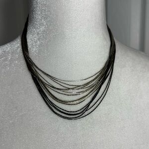 Express Black, Silver and Gold Layered Necklace